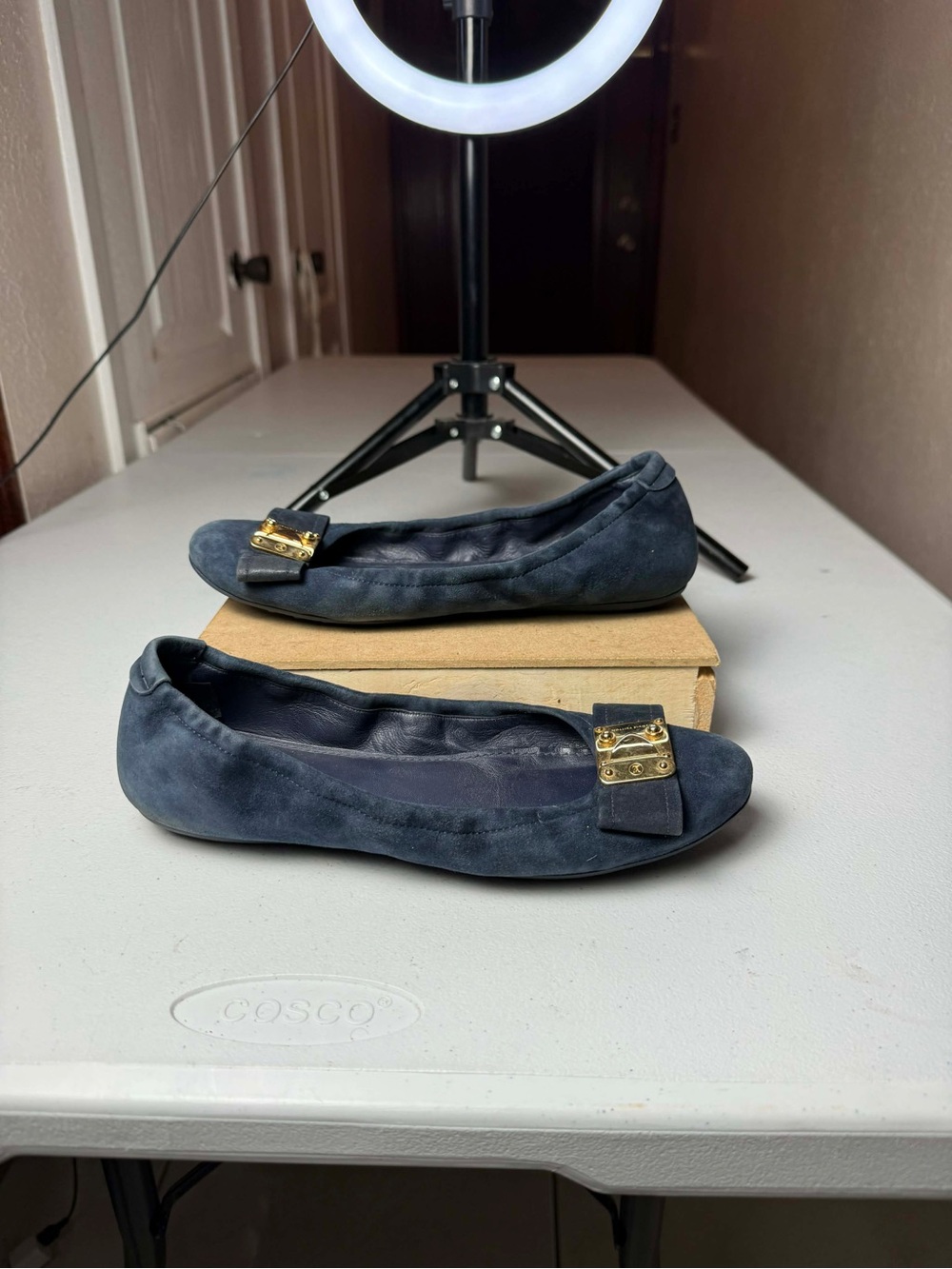 LOUIS VUITTON Moccasin  Loafers Bllerina Flat  Europe Sz 39 / US 9 Blue Suede